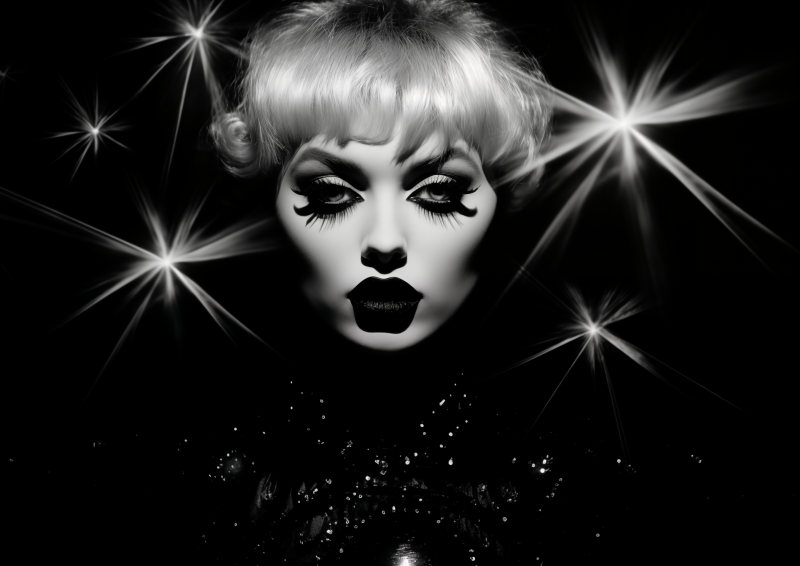 oldtex59_a_black_and_white_graphic_with_a_woman_holding_a_star__e3ae7d7c-a726-4448-807f-35fedca69aee
