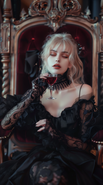 oldtex59_a_girl_in_a_black_dress_holds_a_glass_of_wine_in_front_86d0023a-2117-4487-bd7d-6b767072f378