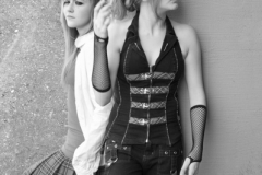 Fashion B&W image of two teen models
