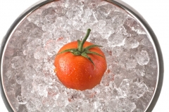 Red tomato on ice